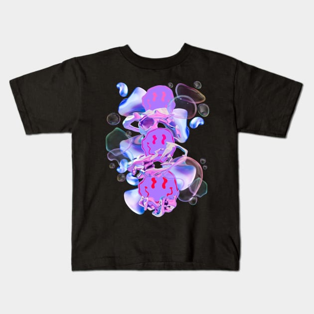 Smiley face internet bubble y2k vibe Kids T-Shirt by VantaTheArtist